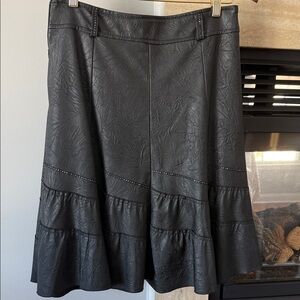 Elegant Black A-Line Skirt faux leather